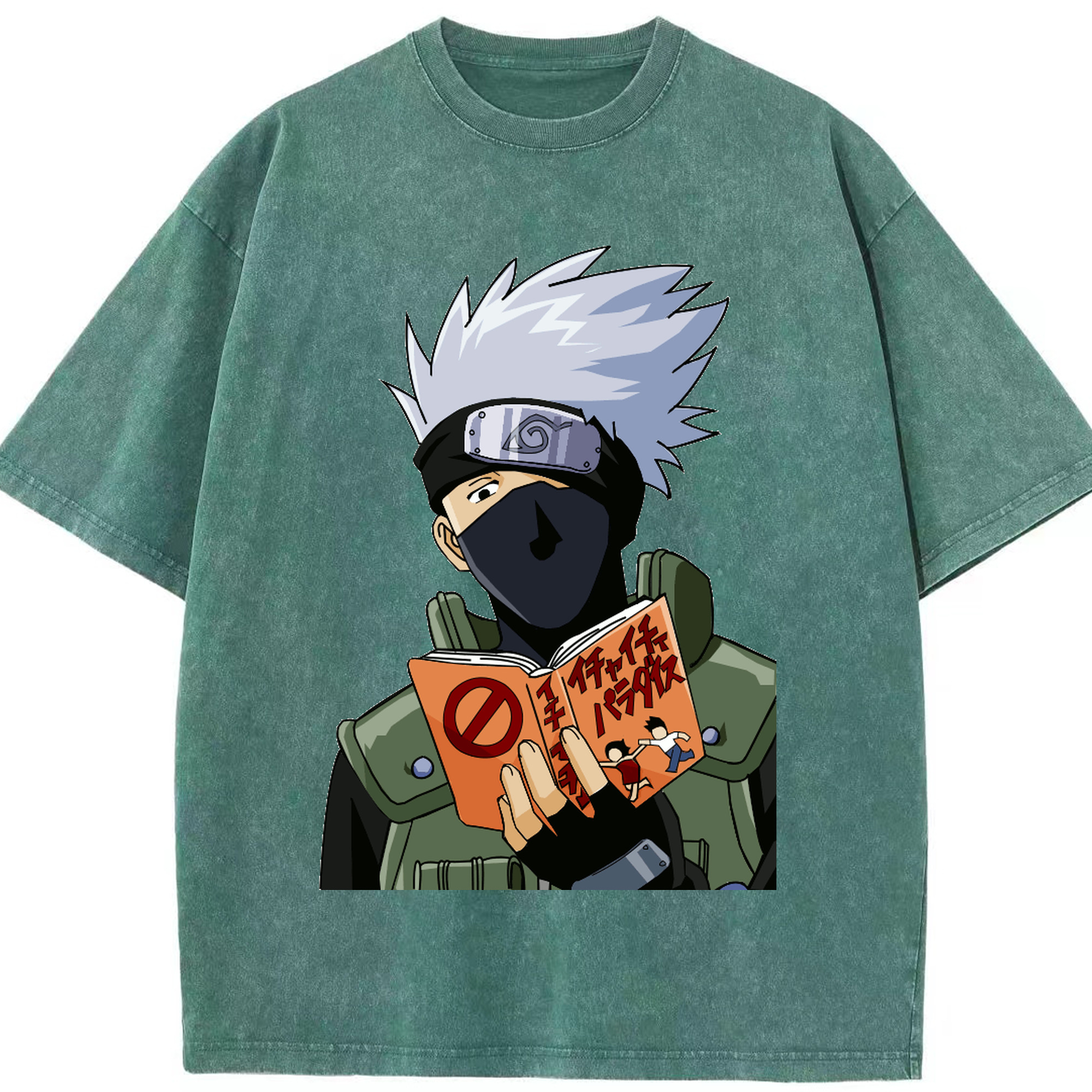 （画像用） NARUTO -ナルト- はたけ カカシ Hatake Kakashi 綿100% ヴィンテージ風 半袖Tシャツ（フロントプリント）